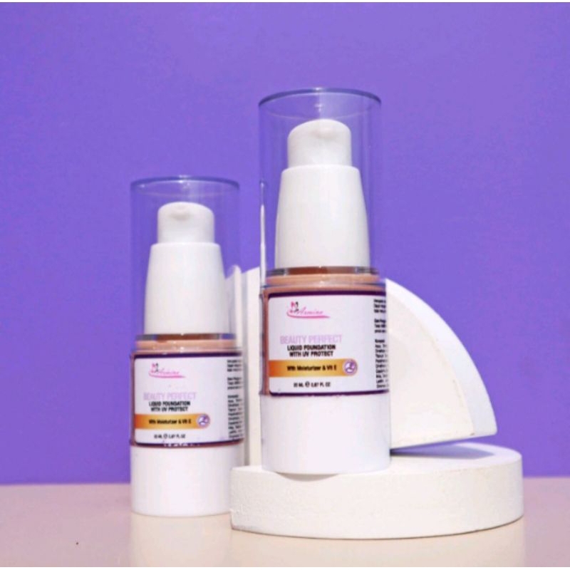 armina beauty perfect liquid foundatian with uv protect Mencerahkan kulit kemasan pot 20gr