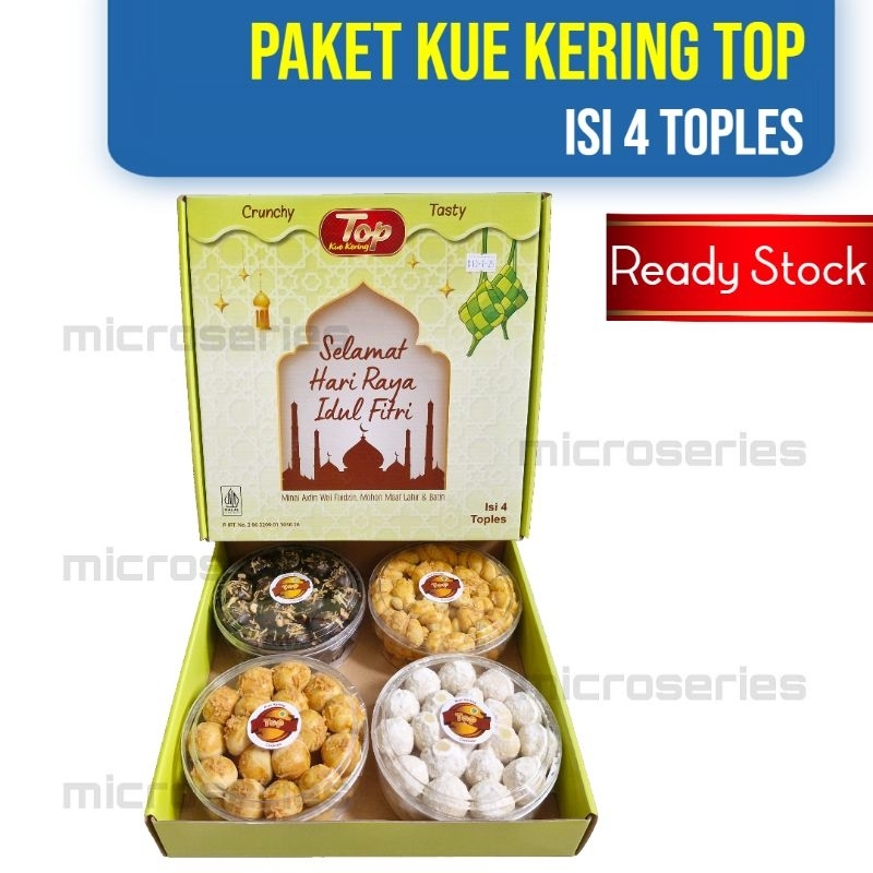 

MicroSeries | Paket Hampers Kue Kering Idul Fitri merk TOP Isi 4 Toples