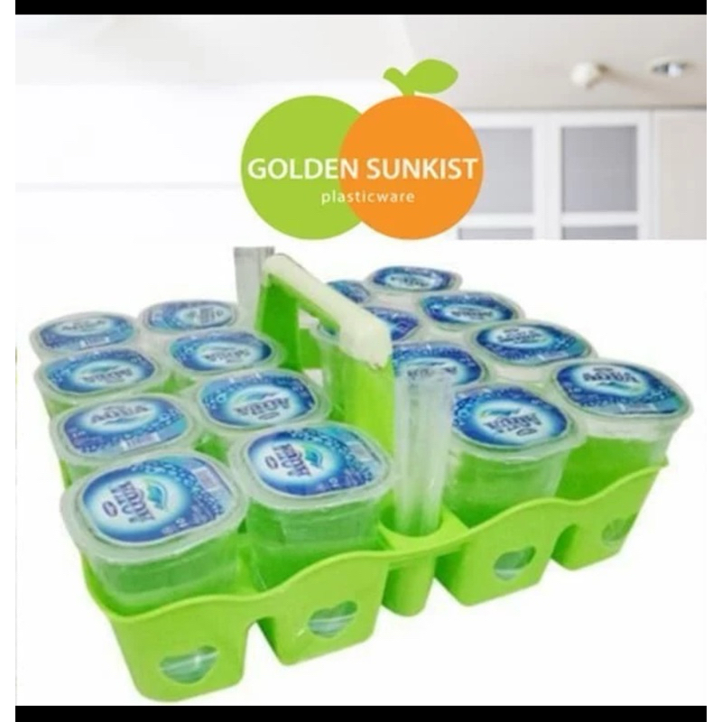 Golden Sunkist Rak Tempat Aqua Sekat 16 Cup Wadah Saji Minuman RA 9016 Plastik Lebaran Ruang Tamu