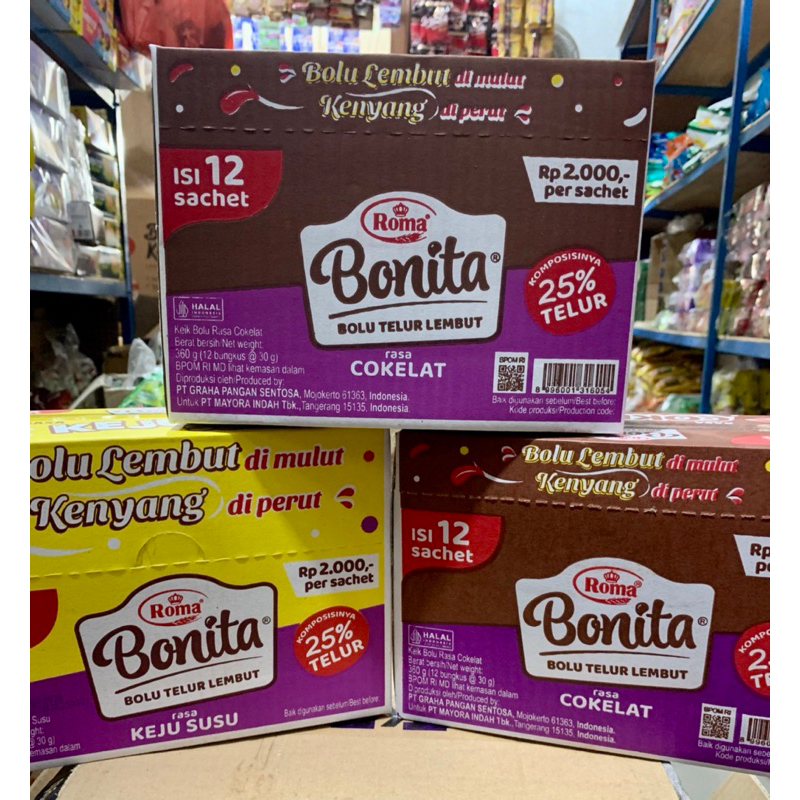 

ROMA BONITA BOLU TELUR 1 BOX ISI 12