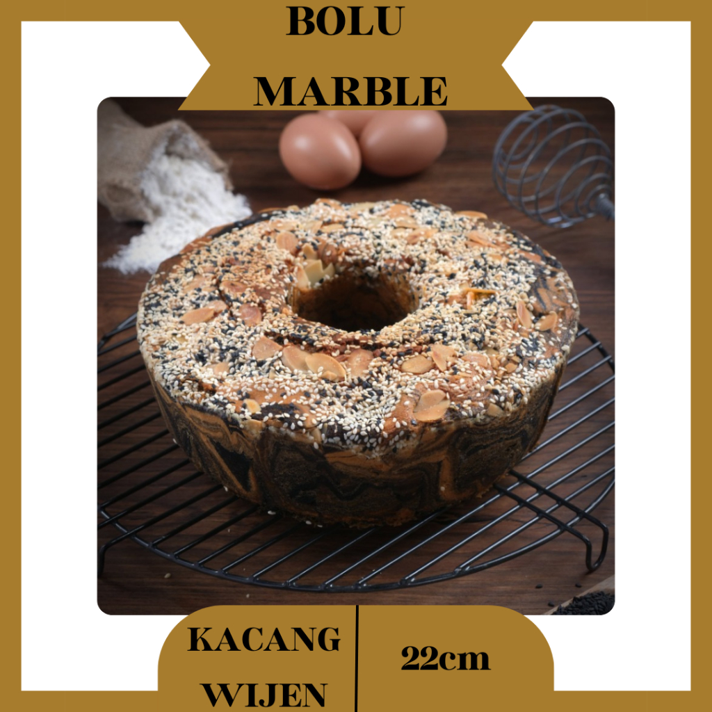 

Marmer Cake Kue Bolu Marmer Kacang Almond Wijen Bolu Marble (22cm)