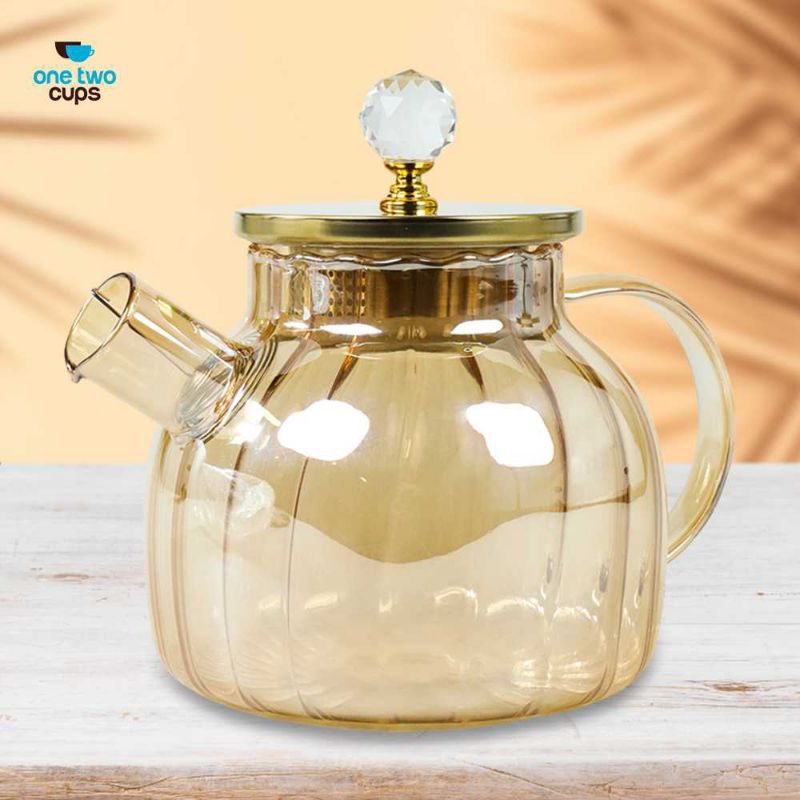 Teko Pitcher Teh Aesthetic Teapot Maker Kaca Borosilicate Tahan Panas 1L