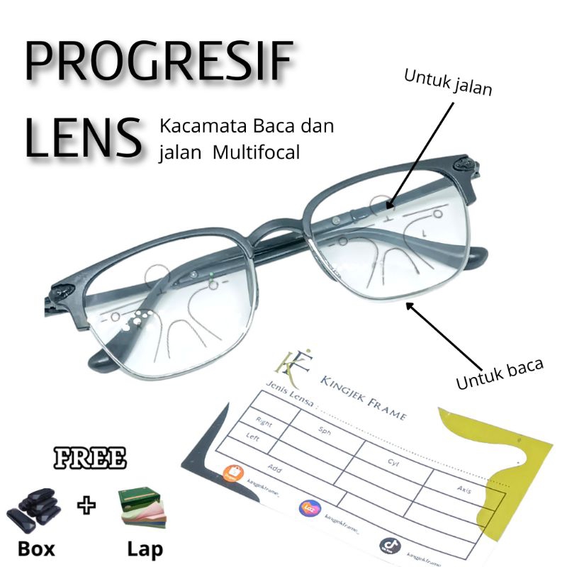 KACAMATA PROGRESIF UNTUK BACA DAN JALAN PHOTOCROMIC ANTI RADIASI UNISEX PRIA DAN WANITA