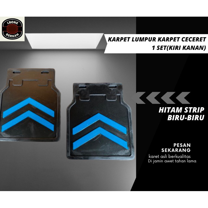 Karet lumpur Karet ceceret spakbor mobil pick-up 1Set(Kiri-kanan)Hitam Strip Biru-Biru