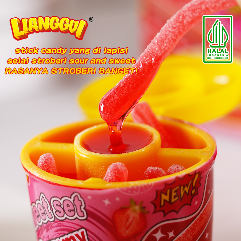 

[HALAL] LIANGGUI Swett Seet Gummy Candy | Permen Lunak Stick dengan saus selai strawberry selai mangga | Permen Best Seller