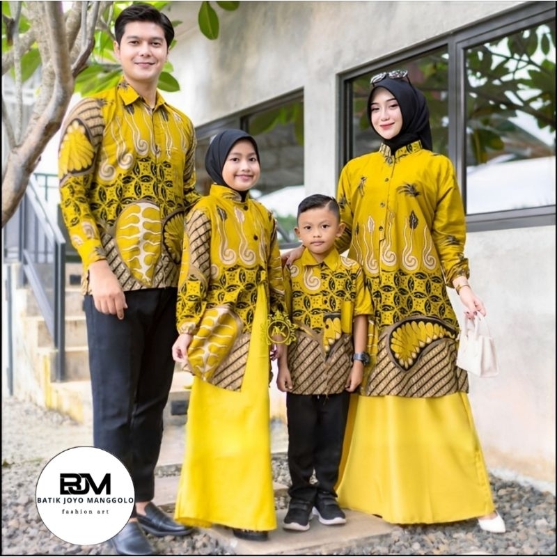 Baju Gamis Batik Couple Kondangan Sarimbit Pasangan Keluarga Ibu Ayah Dan Anak Perempuan Laki Laki M