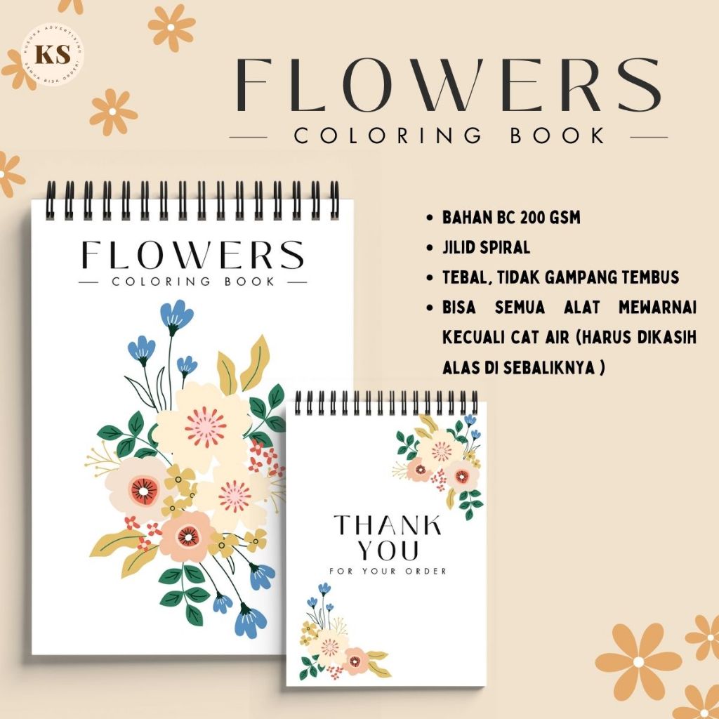 

Flowers Coloring Book Cozy Book Adult Buku Mewarnai Remaja Dewasa Spiral Kertas Tebal Tema Bunga