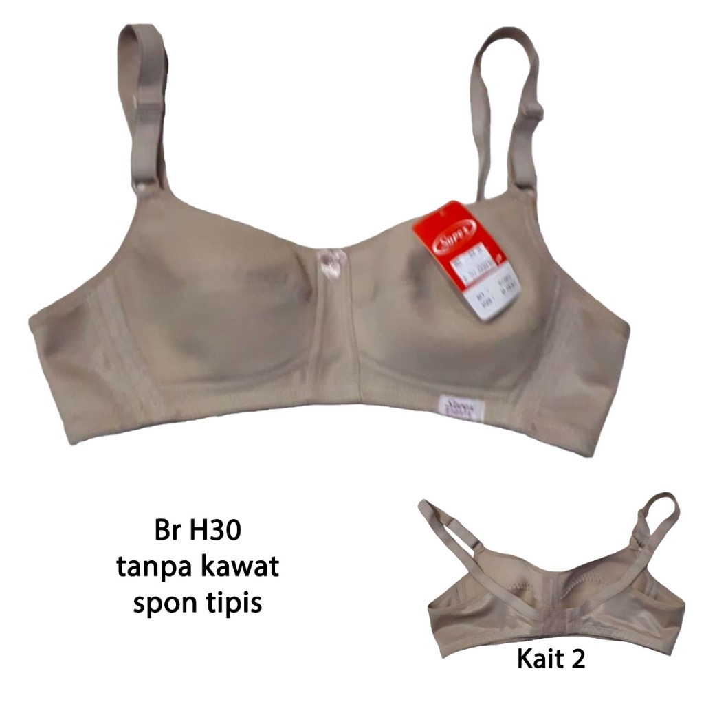 BR H30 Bra tanpa kawat spon tipis uk.38B warna cream