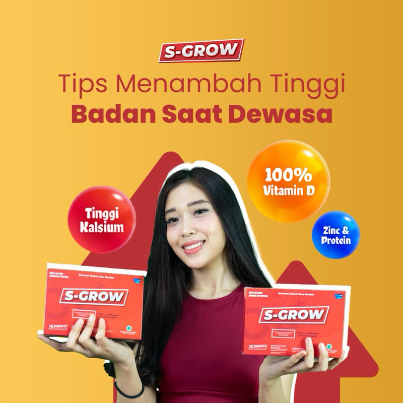 

5 Sachet S-GROW Suplemen Peninggi Badan High Calcium | Susu Peninggi badan Original BPOM | Obat Peninggi Badan