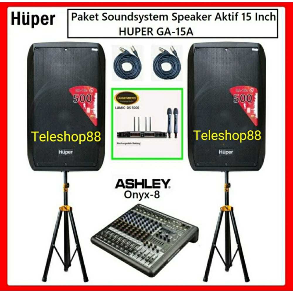 Paket Sound System Outdoor Speaker 15 Inch Huper GA15A Mixer 12 Channel