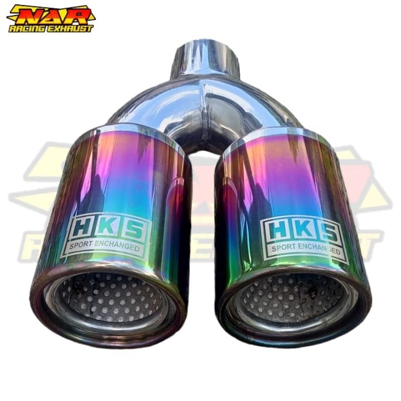 KNALPOT MOBIL HKS CABANG 2 TIPE SUARA BAS GAHAR UNIVERSAL
