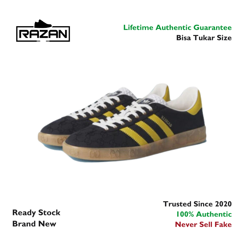 Adidas X Gucci Gazelle Black GG Monogram 100% Authentic Original