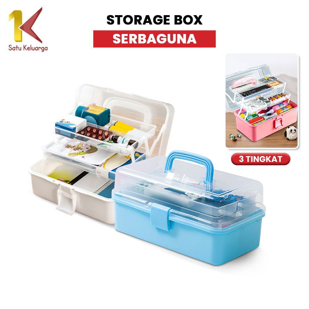 Satu Keluarga Kotak Penyimpanan Kotak Obat 3 Tingkat C1050 Box Mainan Storage Box Serbaguna Tool Box