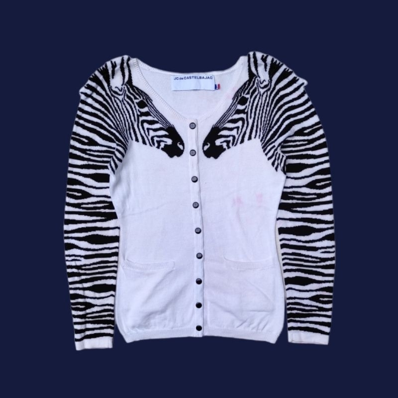 JC de Castelbajac Sleeve 3D Zebra Knit Cardigan