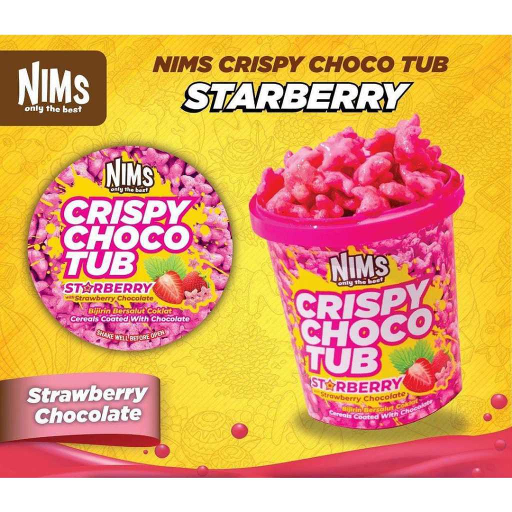 

Nims Crispy Choco Tub Starberry 250gr Campuran coklat rasa stroberi dan sereal - Starberry with Starwberry Chocolate Coklat Viral Malaysia