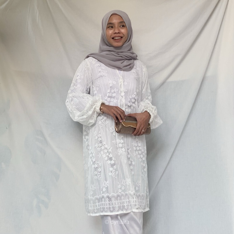 Outer Brukat Panjang Cardigan | Outer Brukat Lengan Balon Dynaira | Cardigan brukat | Outer Brokat