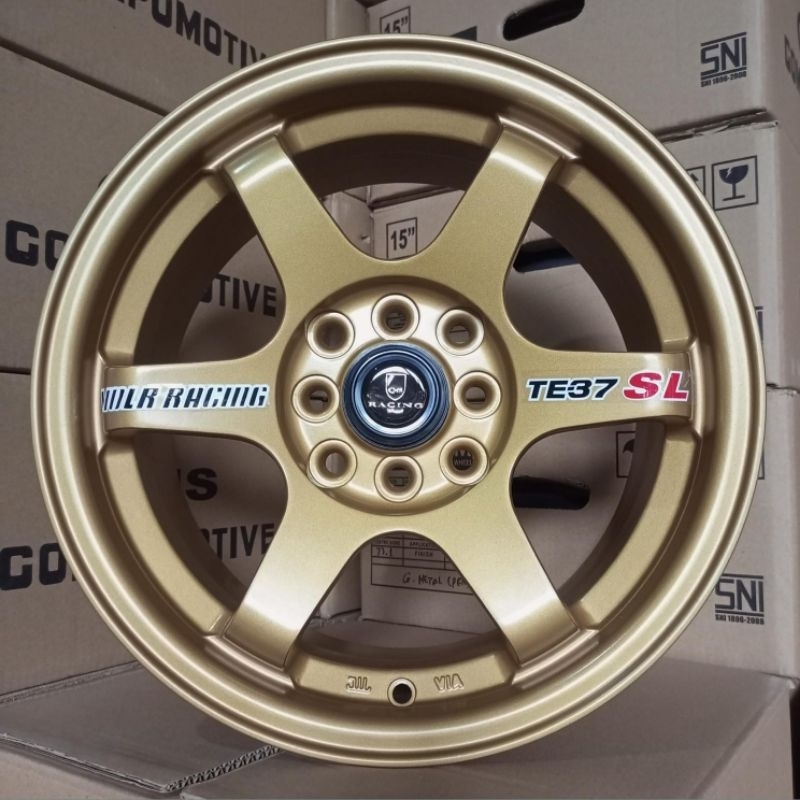 Velg Te37 ring 15 baut 4 bronze dop untuk mobil avanza, lancer, starlet, timor, brio dll // pelak ve