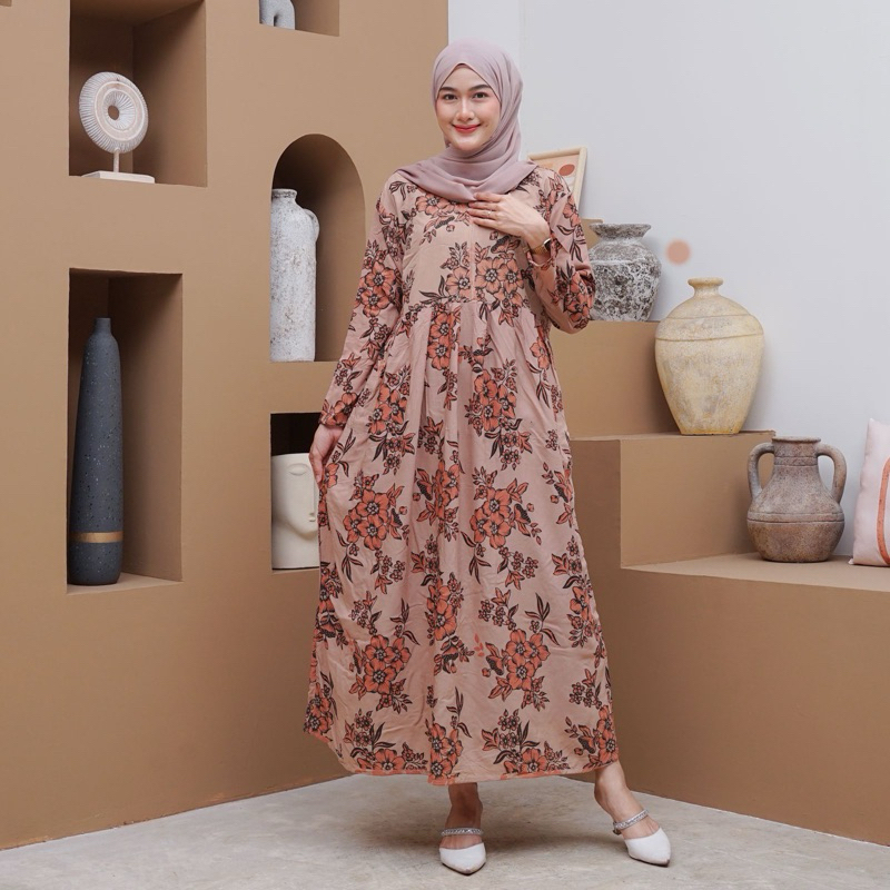 MIDI DRESS BAHAN RAYON PREMIUM LD 120 GAMIS ADA SAKU BUSUI FRIENDLY LENGAN PANJANG WUDHU FRIENLY GAM