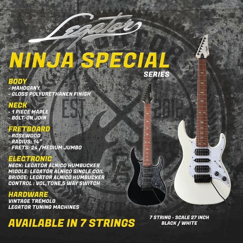 PROMO NEW ITEM GITAR ELEKTRIK LEGATOR NINJA SPECIAL N7S SERIES MURAH