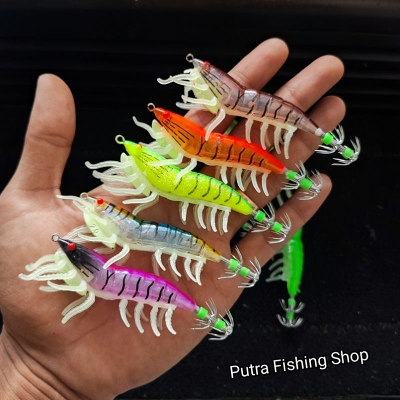 Umpan Pancing Cumi/Shrimp Hunter 2.0 (rattle & glow)  Umpan Pancing Cumi Bentuk Udang Kaki Egi Squid