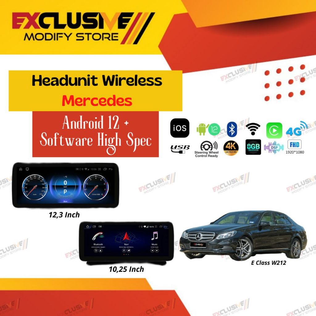 MERCEDES E CLASS W212 (09 - 16) NEW HEADUNIT WIRELESS APPLE CARPLAY ANDROID 12+ HIGH SPEC SOFTWARE