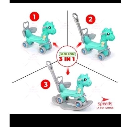 Molion Kuda Kudaan Anak 3in1 / Mainan odong-odong kuda