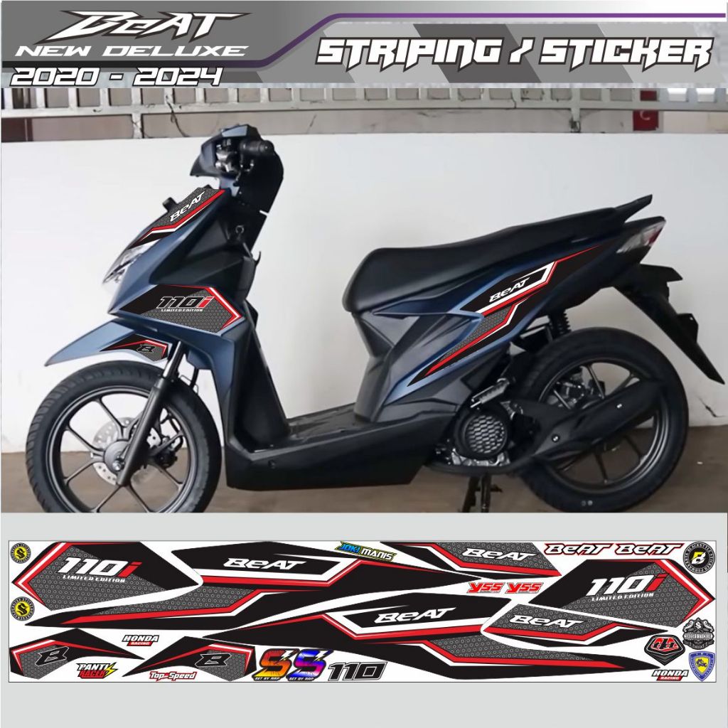 STRIPING MOTOR HONDA BEAT NEW DELUXE MODIFIKASI DECAL CUSTOM SEMUA VARIAN SIMPEL STICKER SEMUA VARIA