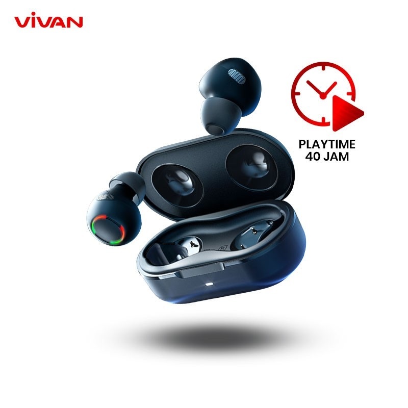 HEADSET TWS VIVAN Liberty T110 Wireless Earphone Airbuds Bluetooth - VIVAN T110 BLACK