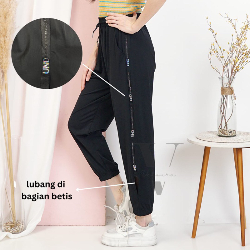 12 - Celana Jogger Sport Bahan Parasut / Celana Jogger Stylish / Celana Jogger Olahraga Wanita / Vel