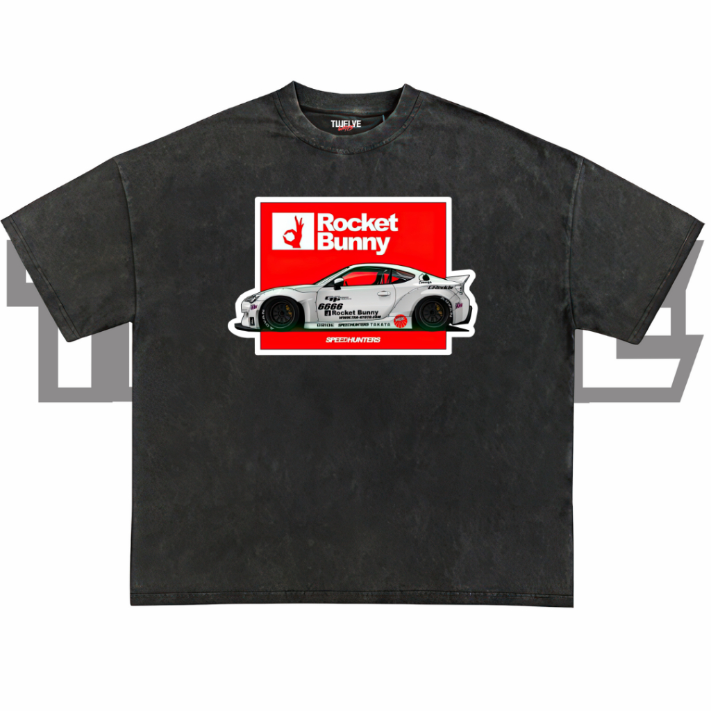 PANDEM ROCKET BUNNY GT 86 Oversize T-Shirt | Wash Hitam | Kaos Aesthetic | Atasan Pria Wanita | Baju
