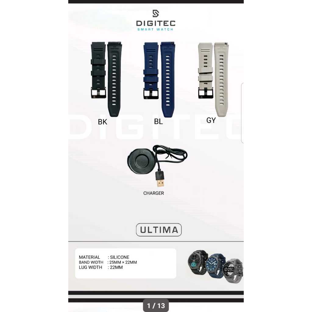 Charger & Strap Digitec Smartwatch ULTIMA Original