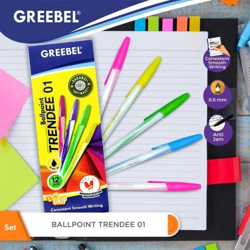 

PULPEN / BOLPEN GREEBEL TRANDEE 01 HITAM / 1 PACK ISI 12PC
