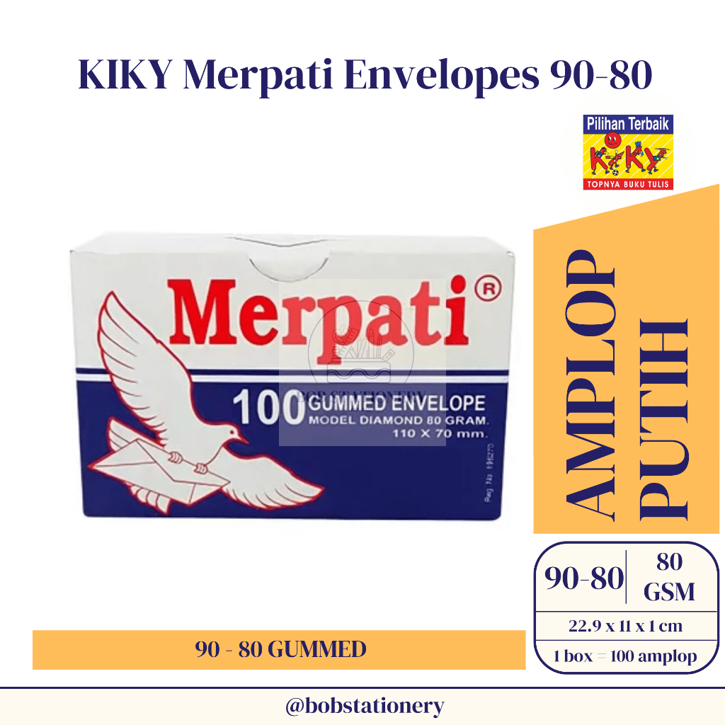 

KIKY Merpati Envelopes 80 gsm No. 90 GUMMED Amplop Putih