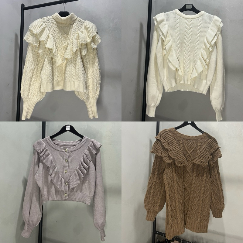 KOLEKSI SWEATER CARDIGAN RUFFLE RARE ITEM LEMBUT KUTUB ZARA GRL INGNI