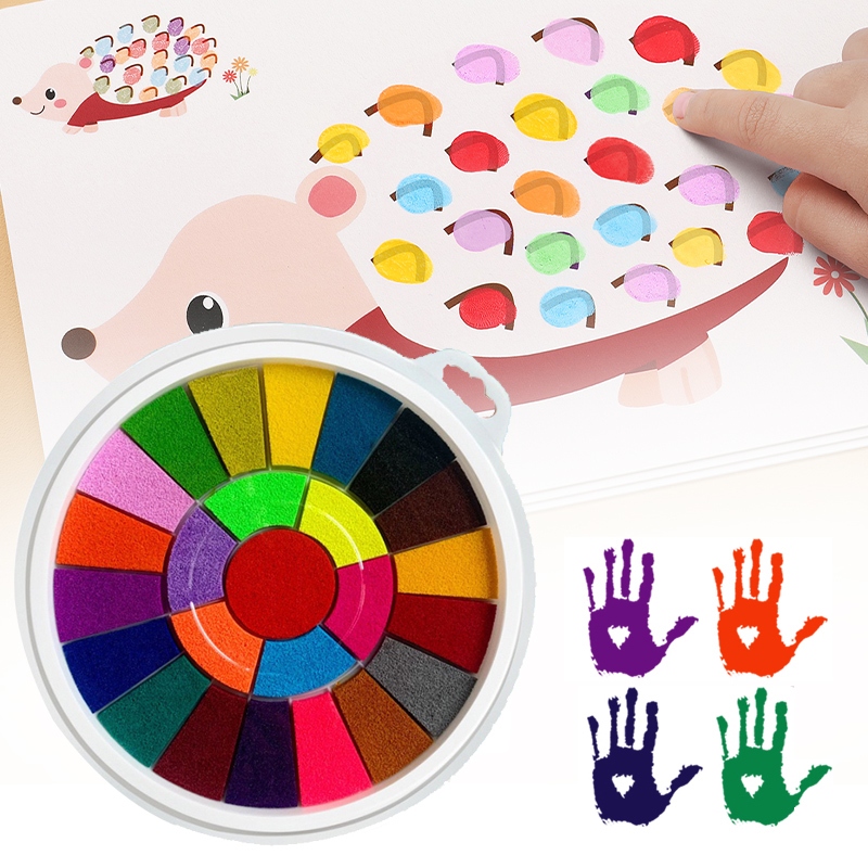 

25 Warna Cap Tangan Painting Finger Painting Melukis Dengan Jari Untuk Anak