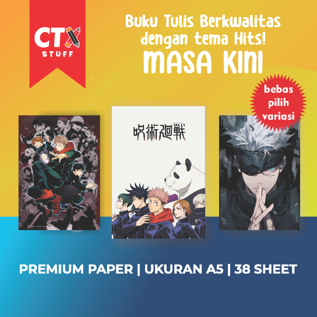 

JUJUTSU KAISEN Buku Tulis A5 Buku Tulis Sekolah CUSTOM Cover Buku Tulis Unik Buku Tulis Anime