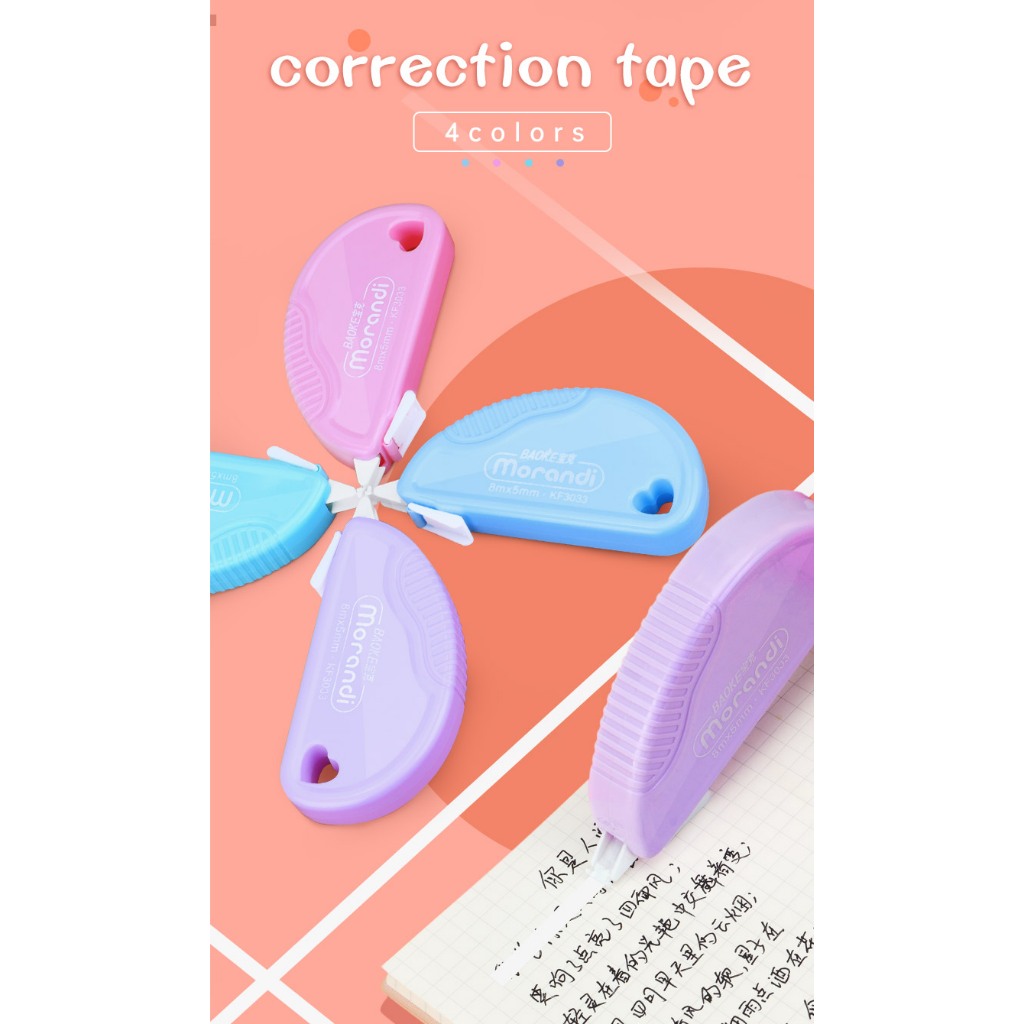 

BAOKE Correction Tape / Pita Koreksi Mini 4 Warna 8M Penggunaan Siswa KF3033