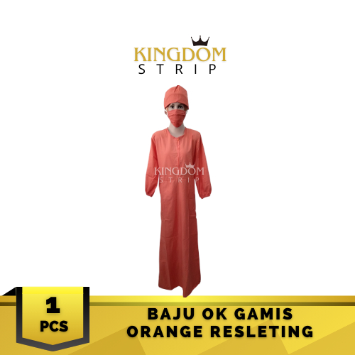 Baju OK Gamis Orange Lengan Panjang Resleting