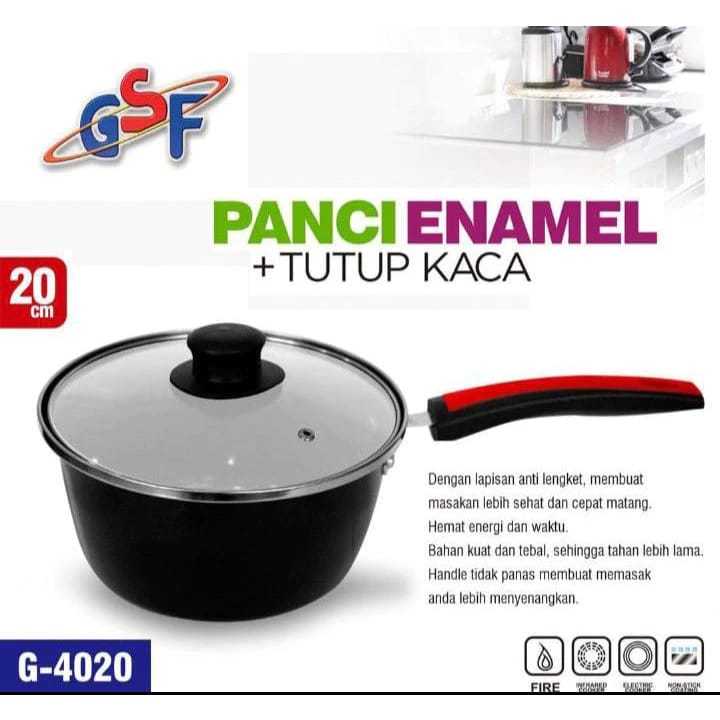 (G-4018) Panci susu tutup kaca enamel | panci susu | panci rebus | panci sup | teflon serbaguna
