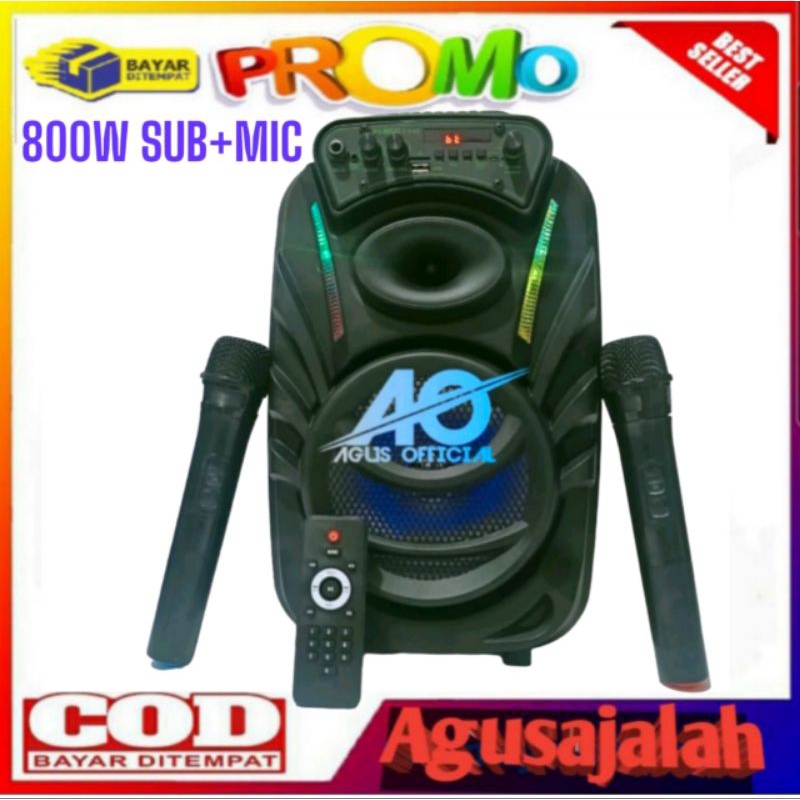 Speaker Fleco Karaoke Bluetooh Wireless Fleco F-8166 Dual Power 8.5 inchi Free 2 mic wireless Origin