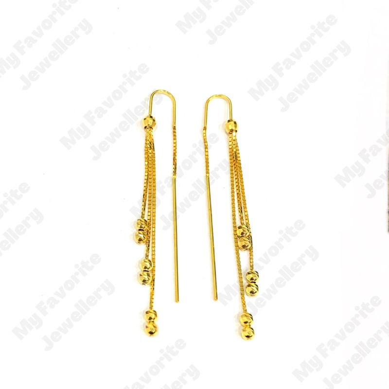 Anting Jarum Gantung Rumbai Emas Asli Kadar 700