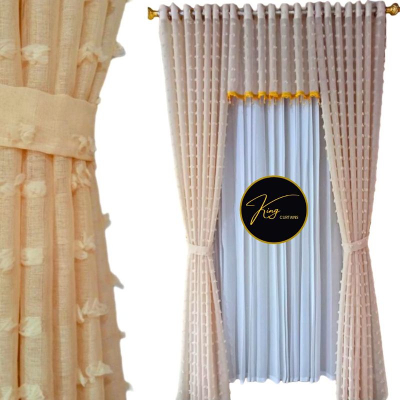 Gorden Satu Set Bahan Vitrase Rubyah Import Warna Cream Terbaru