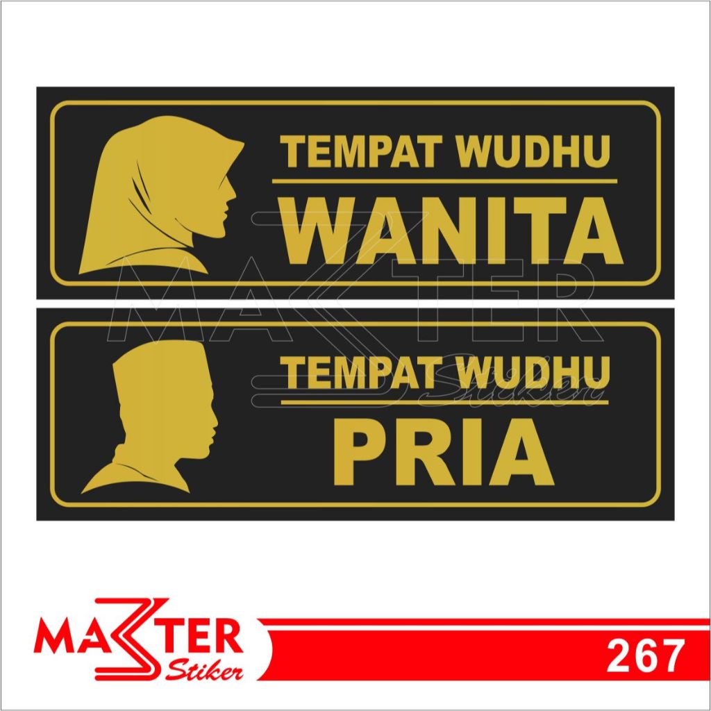 

267 - Stiker Tempat Wudhu Pria dan Wanita, Sticker Vinyl, Premium, Tahan Air, Termurah, Bisa Custom