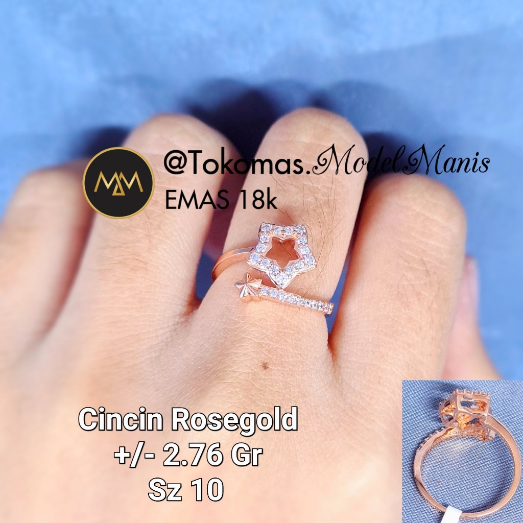 Cincin emas Twinkle Star emas rosegold 755 kadar18k