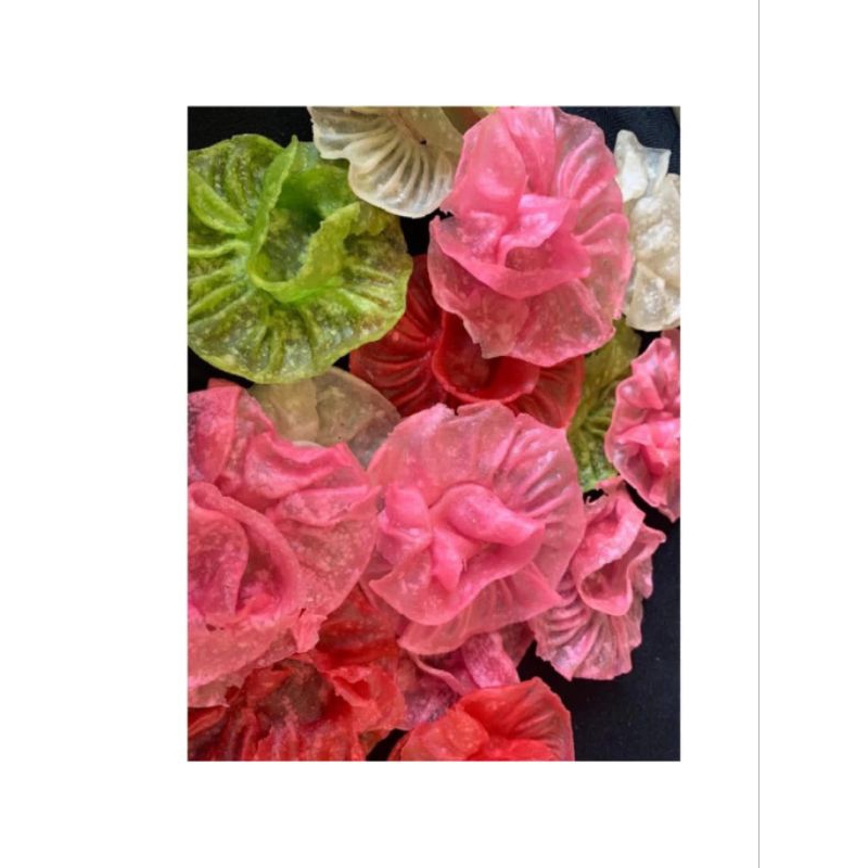 

kerupuk dapros/kerupuk parered/bentuk bunga rose warna warni