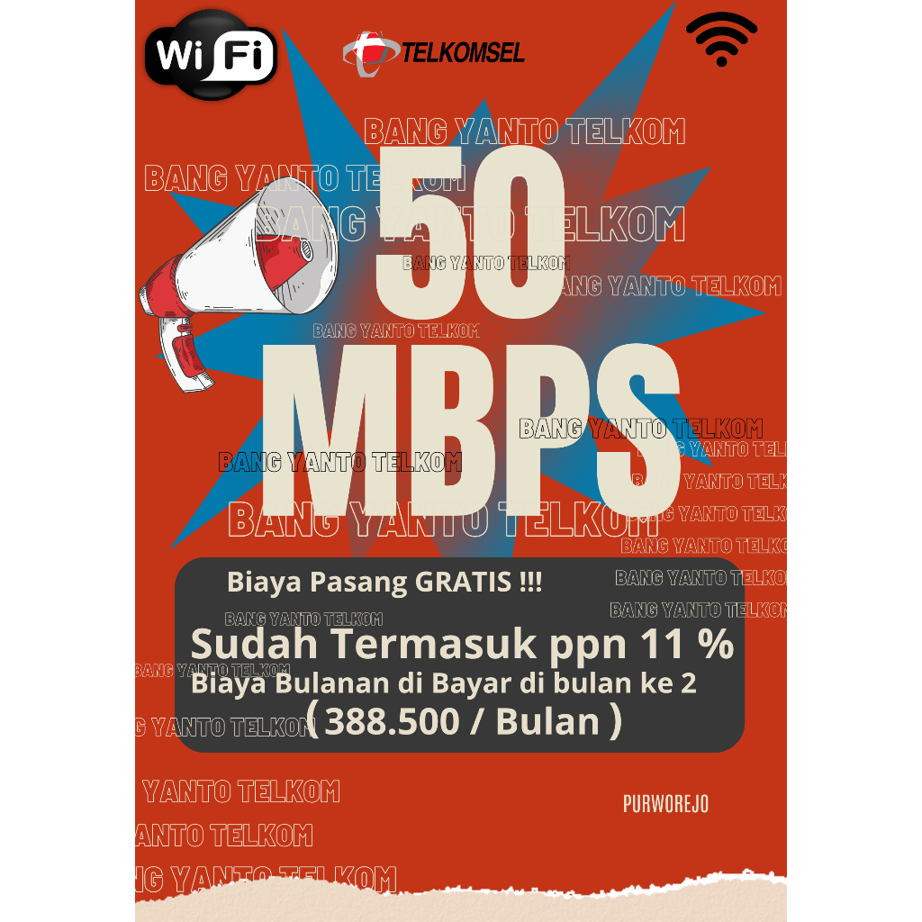 Pemasangan Wifi Indihome 50mbps ( Biaya Pemasangan Gratis )