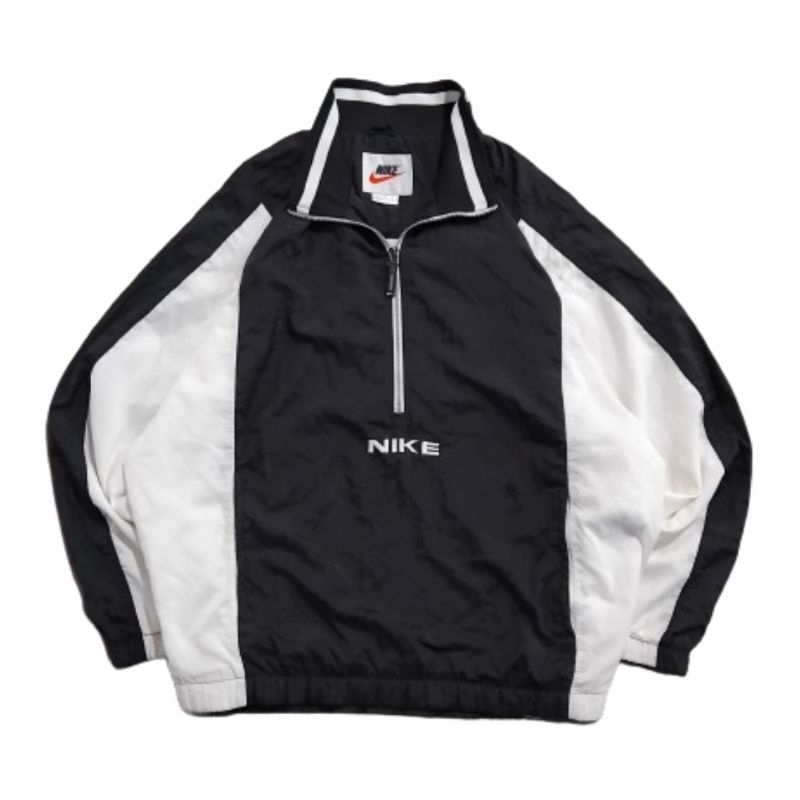 Vintage 90s Jacket / Jaket Windbreaker Nike Halfzip Center Twotone Colorblock
