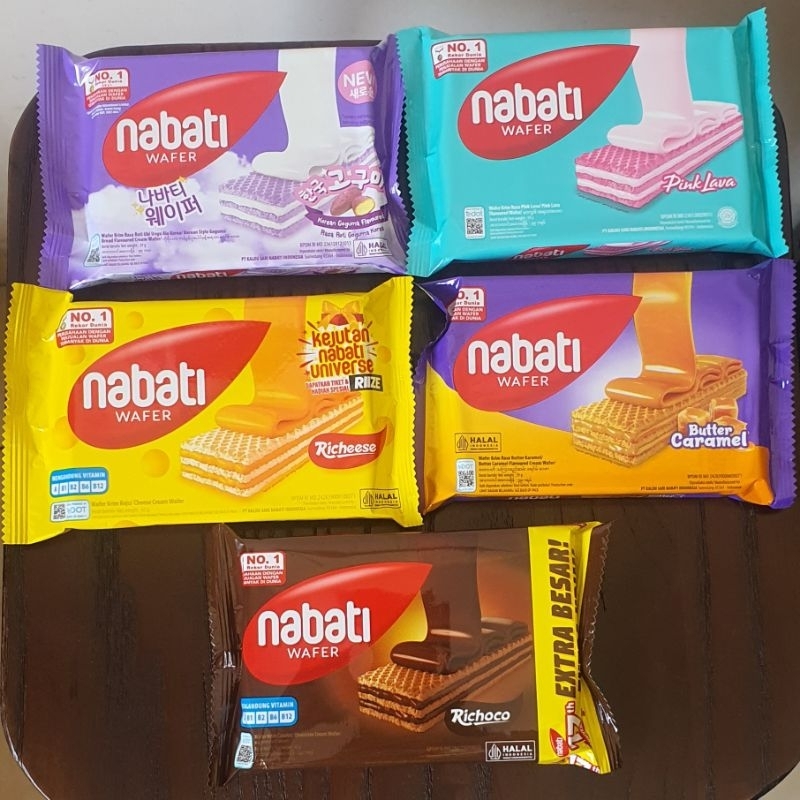 

Nabati Wafer / Wafer Nabati Keju, Coklat, Butter Caramel, Pink Lava, Korean Goguma, White, Coconut Pandan