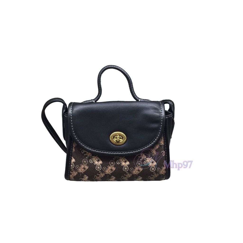 Coach Turnlock Top Handle With Horse And Carriage Print