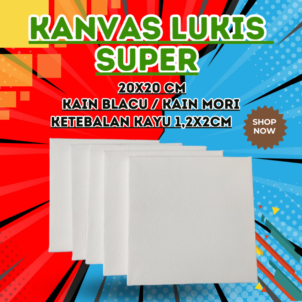 

Kanvas lukis 20x20 cm kwalitas super kain blacu/mori